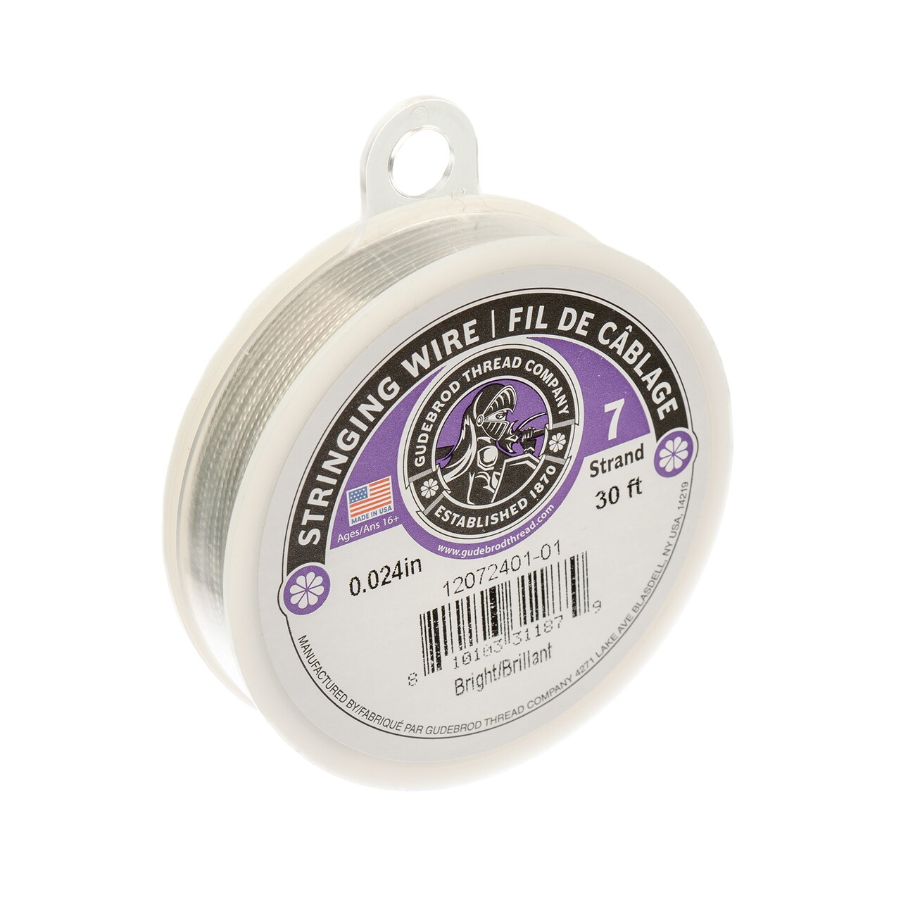 Gudebrod 0.024" 7-Strand Stainless Steel Jewelry Wire | Made in USA